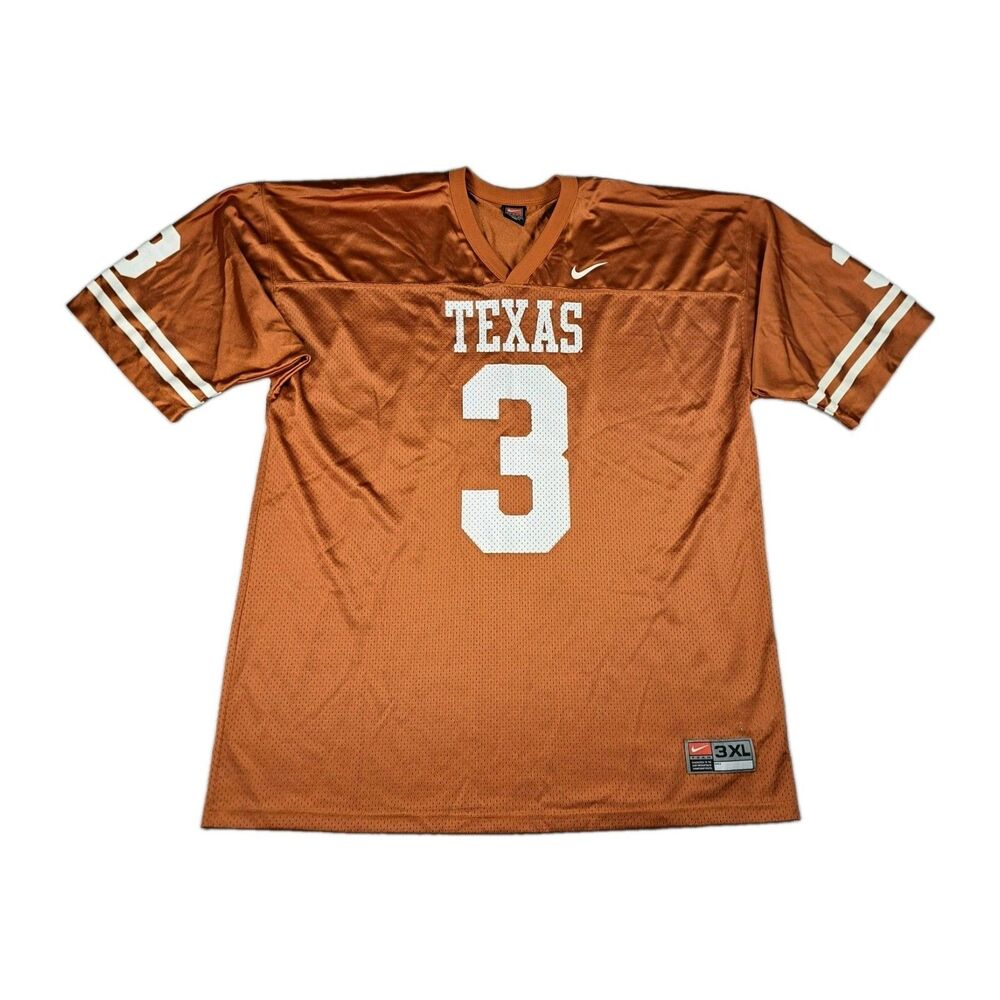 VTG Nike Texas Longhorns Jersey #3 Mens 3XL Orange NCAA Football